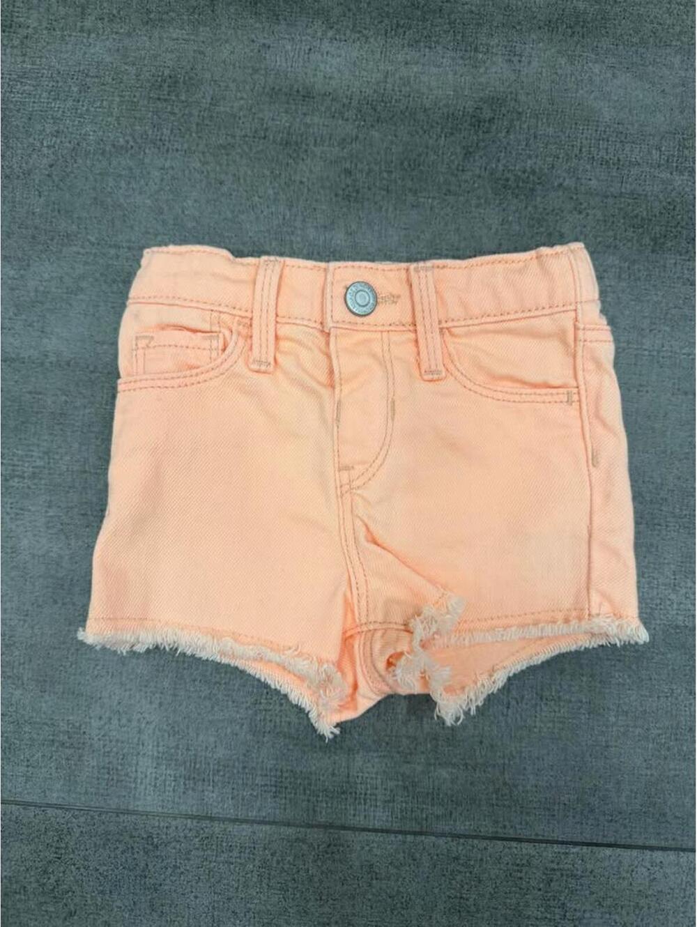 12-18m • Old Navy • Baby Toddler Girl Clothes • Orange Denim Shorts Jeans